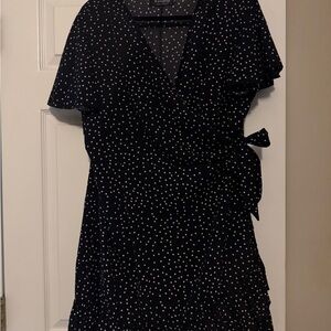 Black and White Polka Dot Wrap Dress